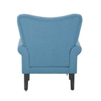 Fauteuil d’appoint moderne Erommy, fauteuil à dossier haut, canapé une place en tissu rembourré avec boutons et pieds en bois pour le salon