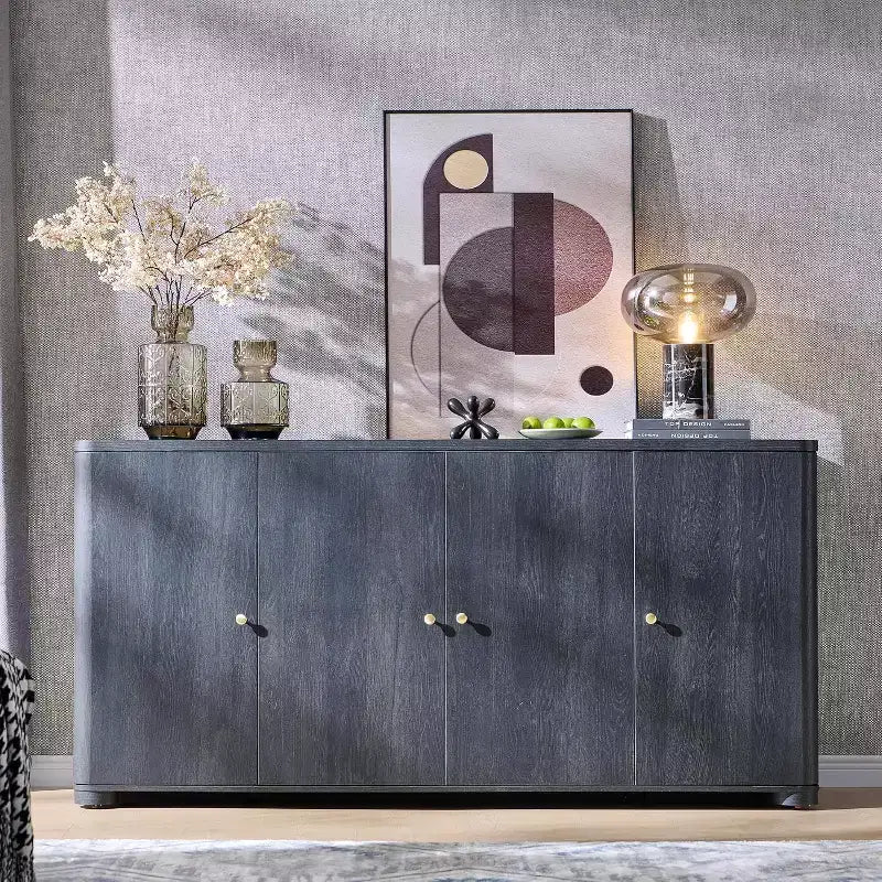Credenza da cucina con 4 ante e ripiani, grande credenza moderna, mobile contenitore da 66 pollici per angolo caffè