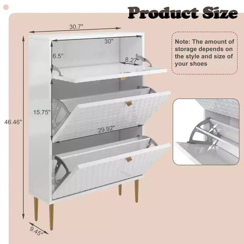 Meuble de rangement à chaussures CLIHOME pour entrée, 24 paires, avec tiroirs basculants, étagère et placard