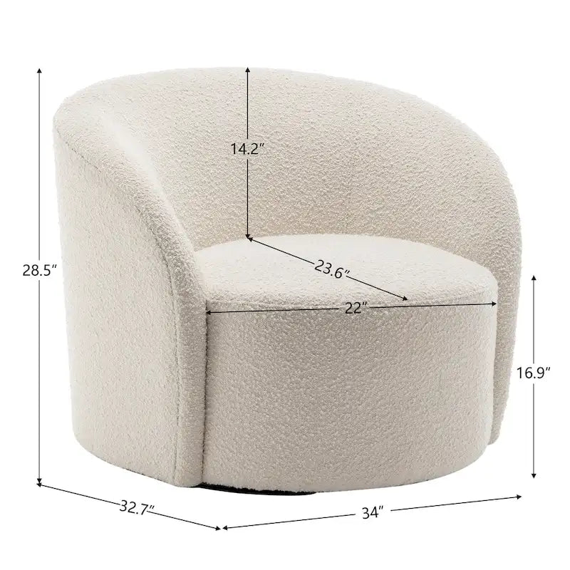 Fauteuil d’appoint pivotant KINWELL en forme de tonneau, rembourré, largeur 34 (lot de 2)