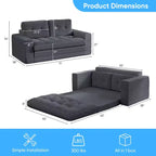 Mjkone 71'' 2-in-1 Convertible Futon Sofa Bed, Corded Fabric Foldable Tufted Buttons Loveseat Sleeper Sofa,Space-Saving
