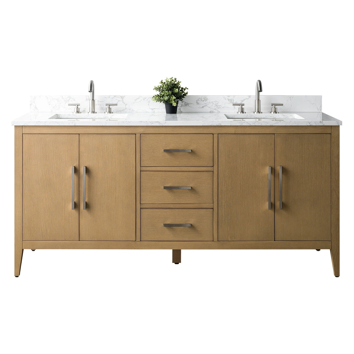 Meuble-lavabo Vanity Art 72 à double vasque avec plateau en marbre reconstitué