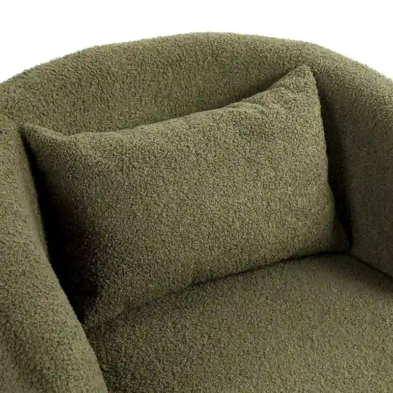 Fauteuil tonneau pivotant rembourré avec rangement, chaise d’appoint moderne pour salon, chambre, bureau ou coin lecture