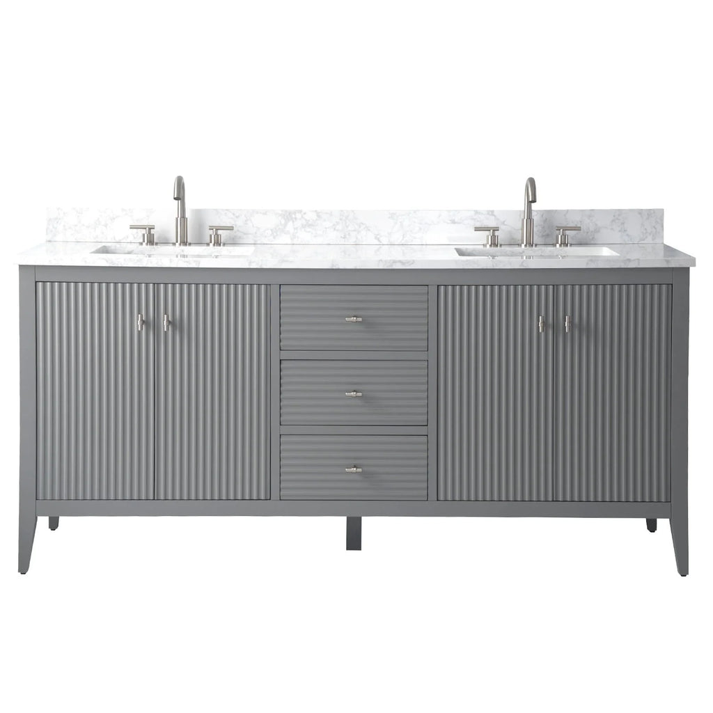 Meuble-lavabo Vanity Art 72 à double vasque avec plateau en marbre reconstitué