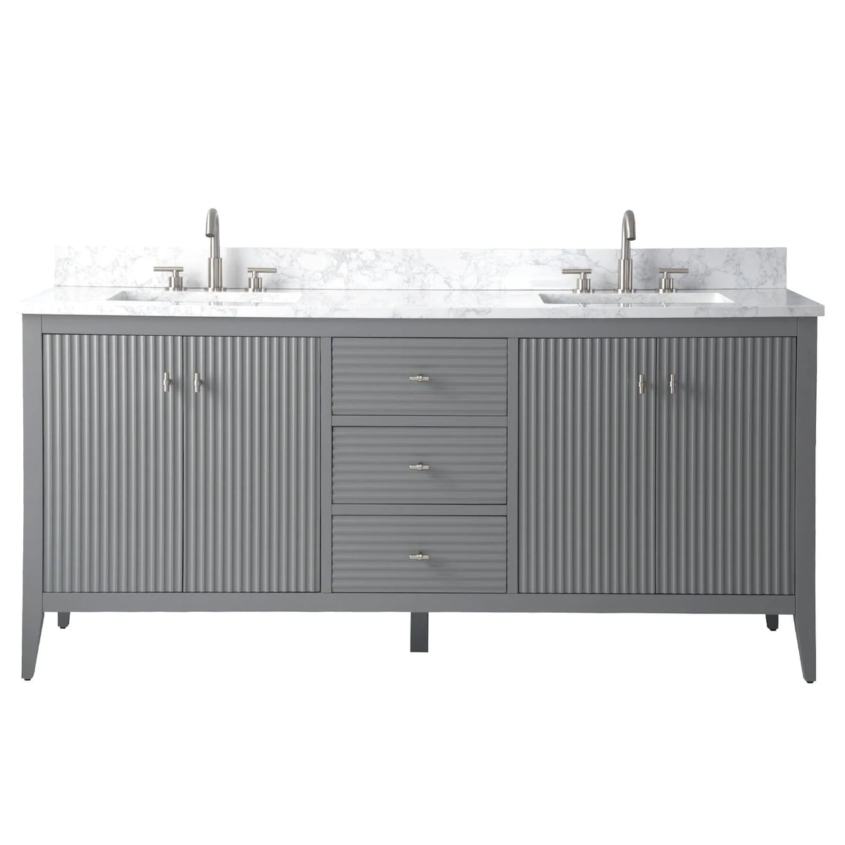 Meuble-lavabo Vanity Art 72 à double vasque avec plateau en marbre reconstitué
