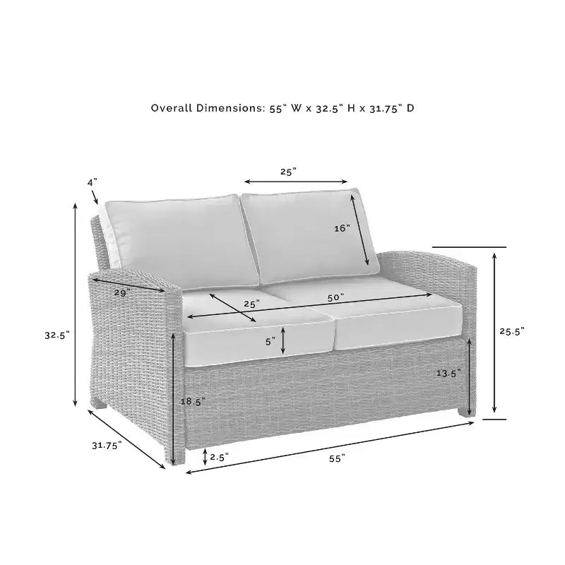 Bradenton 4-delige loungeset van wicker voor buiten - Crosley