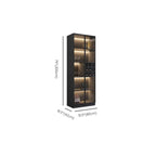 Credenza portabottiglie minimalista in legno nero con anta in vetro