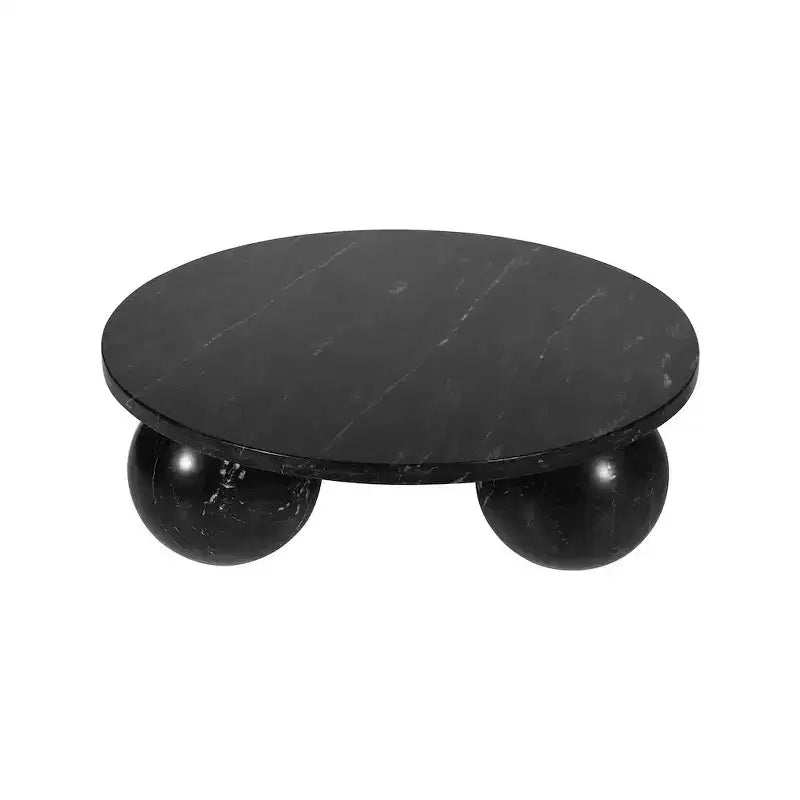 Table basse ronde en marbre avec pieds sphériques, multicolore, 4 places ??