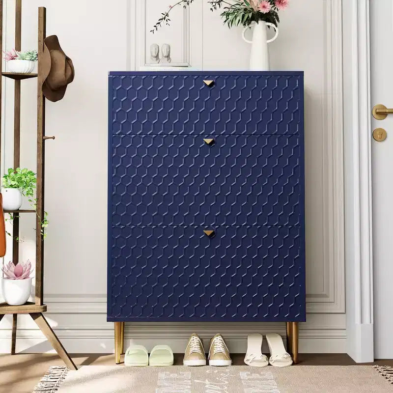 Meuble de rangement à chaussures CLIHOME pour entrée, 24 paires, avec tiroirs basculants, étagère et placard