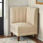 Set da pranzo Lifestorey Kerrington da 4 pezzi con banquette con schienale trapuntato, noce/crema: tessuto effetto lino, tavolo con base a piedistallo
