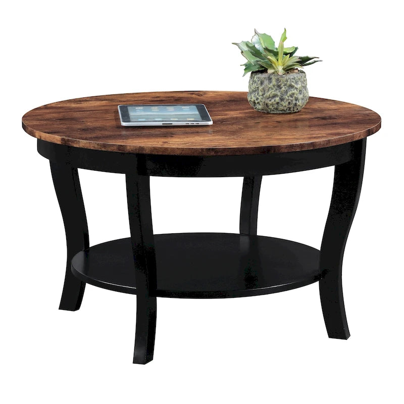 Tavolino rotondo da caffè Convenience Concepts American Heritage con ripiano