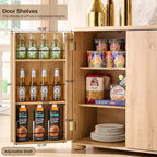Credenza da cucina con 4 ante e ripiani, grande credenza moderna, mobile contenitore da 66 pollici per angolo caffè