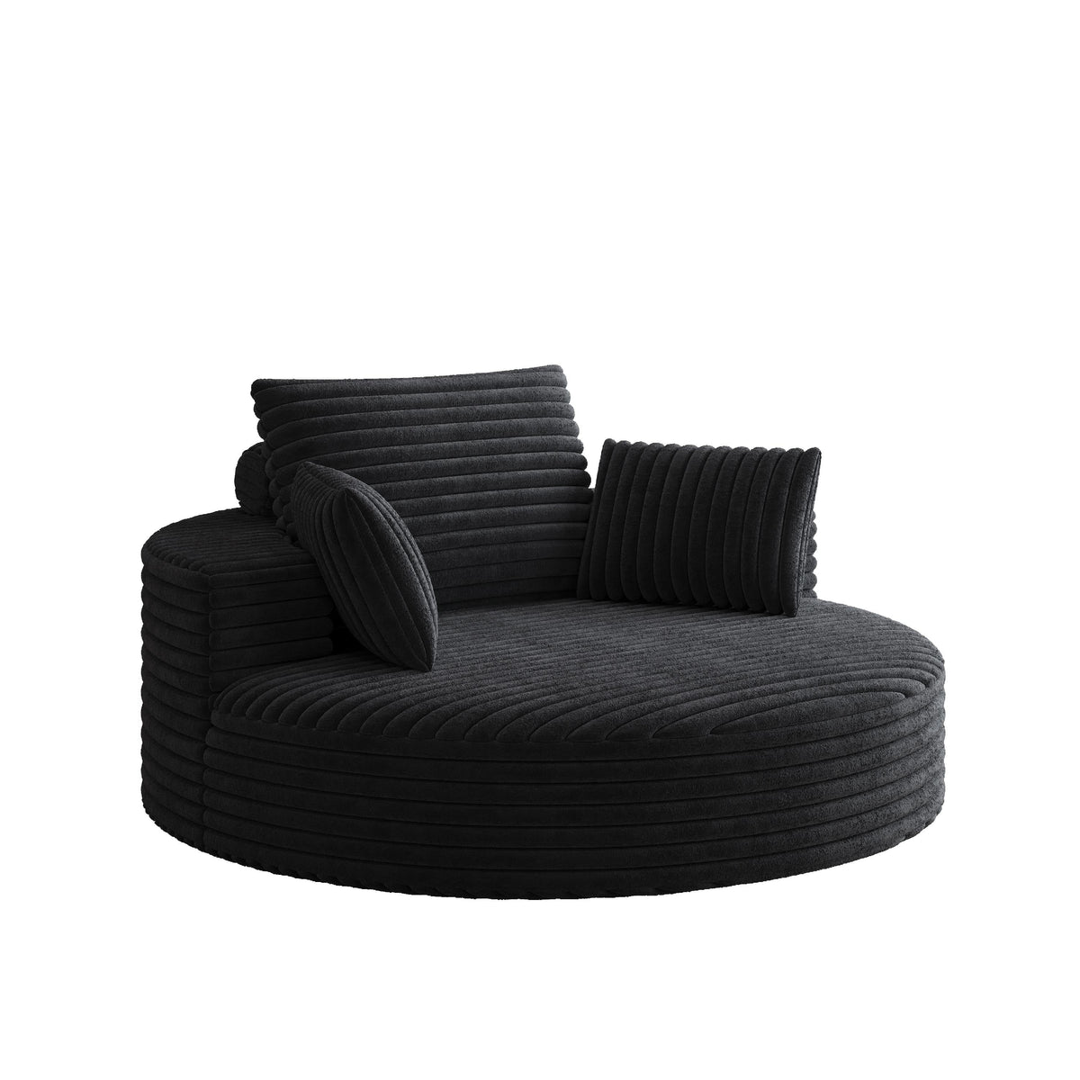 Fauteuil pivotant individuel en mousse et chenille côtelée
