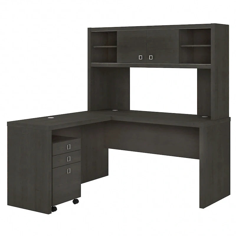 Bureau d’angle Echo en L avec surmeuble et tiroirs