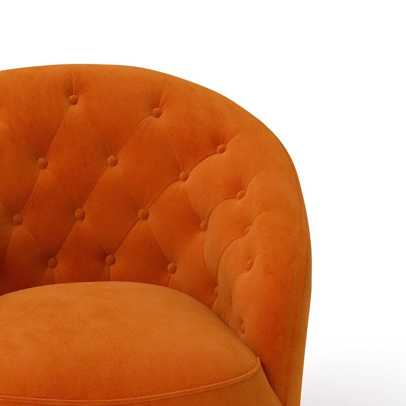 Lot de 2 fauteuils tonneau modernes SEYNAR en velours rembourré, pivotants à 360 degrés, avec dossier capitonné à boutons