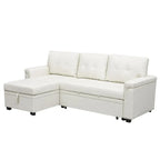 Divano componibile reversibile trasformabile con letto estraibile, chaise longue con contenitore nascosto e gambe resistenti