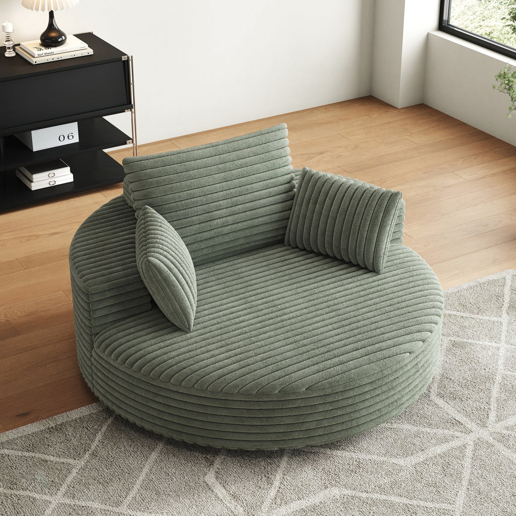Fauteuil pivotant individuel en mousse et chenille côtelée