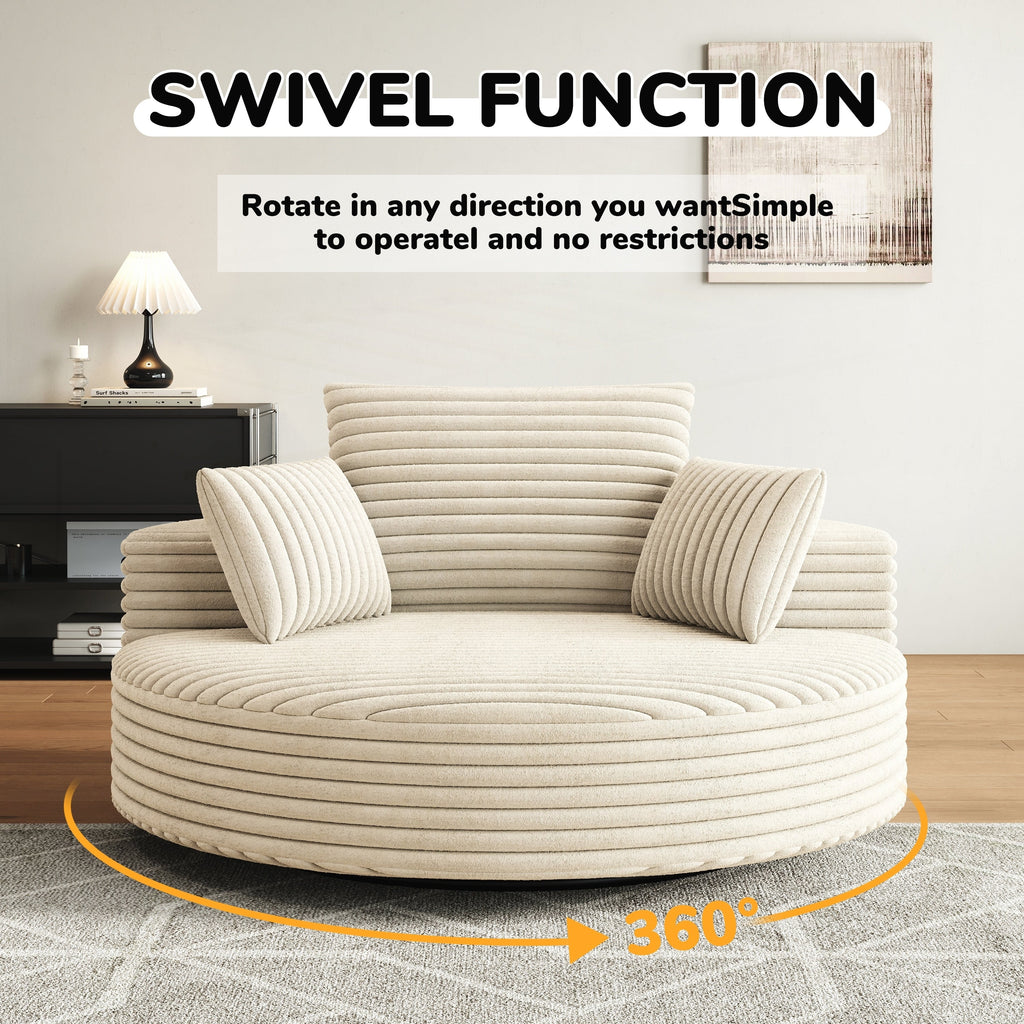 Fauteuil pivotant individuel en mousse et chenille côtelée