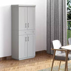 Modern Kitchen Pantry Freestanding Cabinet Cupboard with Doors and Drawer, Adjustable Shelving