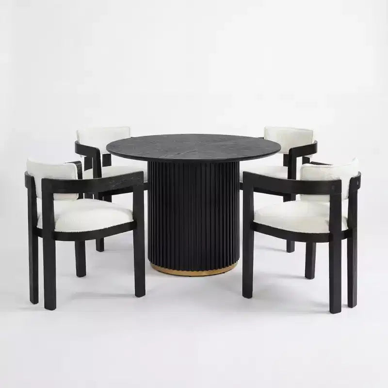 Set da pranzo rotondo moderno Christopher Knight Home Shankar da 5 pezzi con sedie imbottite in legno della gomma