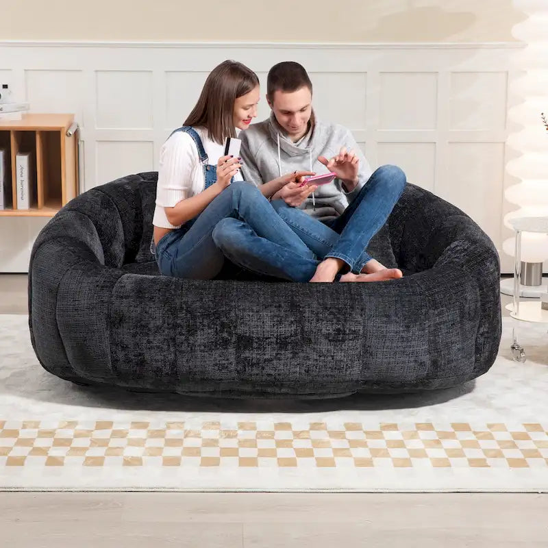 GDFStudio - Divano relax Laurel in ciniglia a 2 posti con schiuma ad alta densità e comfort extra-large