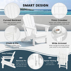 Polytrends Laguna Fade Resistant All Weather Outdoor Patio Folding Adirondack Chair