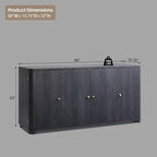 Credenza da cucina con 4 ante e ripiani, grande credenza moderna, mobile contenitore da 66 pollici per angolo caffè
