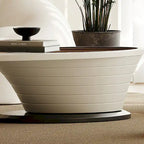 Tavolino da salotto ovale moderno e minimalista di lusso leggero con piano in vetro e base grigia, 51 pollici - L 51.18'W 25.59'H 14.37'