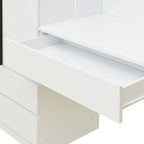 Armoire 3-en-1 avec coiffeuse, ensemble bureau, armoire de chambre avec 2 tiroirs, 3 portes et espace de rangement