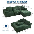 108 modernes Sofa, 3-Sitzer-Sofa in L-Form mit Polsterbezug und Kissen, Sofa mit tiefer Sitzfläche, keine Montage erforderlich