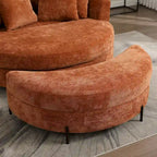 Fauteuil tonneau moderne rond avec 5 coussins et pouf en option