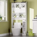 Mobile contenitore sopra il WC - 67,4 pollici di altezza, organizzatore e contenitore da bagno in stile rustico con ripiano regolabile e anta in vetro per bagno e lavanderia