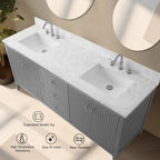 Meuble-lavabo Vanity Art 72 à double vasque avec plateau en marbre reconstitué