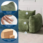 Divano modulare a due posti in tessuto chenille, divano nuvola a 2 posti con schiuma altamente elastica, divano senza struttura per piccoli spazi