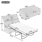 Canapé-lit pliant, pouf de 49,6 pouces avec canapé-lit pliant, pouf convertible faisant office de lit avec matelas à mémoire de forme et design capitonné