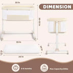 Baby Bassinet with Wheels ??Beige / Gray / Pink, Bedside Sleeper, for 1 Baby