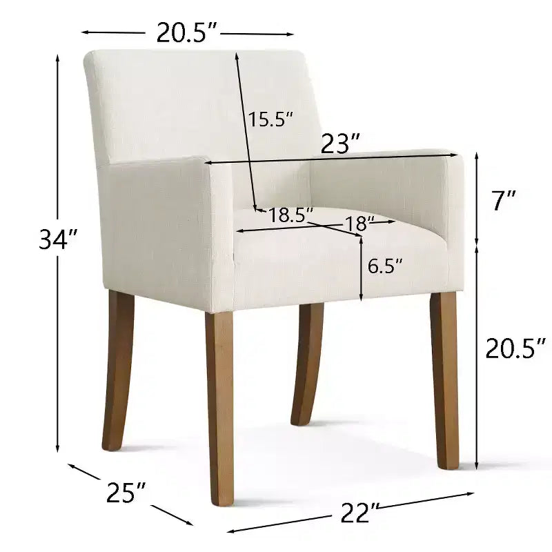 Ensemble de 6 chaises de salle à manger rembourrées avec accoudoirs, fauteuils modernes en lin avec pieds en bois, chaises d’appoint pour salle à manger et salon - Panipeachy