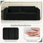 Velvet Upholstered Modern Convertible Sleeper Lounge Sofa Bed with Rolled Arms Decorated with Copper Nails