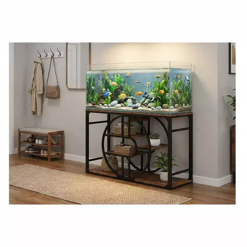 Supporto metallico per acquari da 55-75 Gallon, supporto per acquario per impieghi gravosi con armadietto contenitore, supporto per acquario a più livelli con gambe rinforzate, adatto