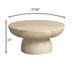 Round Fiberstone Pedestal Coffee Table, Indoor & Outdoor Sculpted Accent Table with Anti-Slip Foot Pads