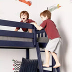 Lit superposé bas Max & Lily, 2 couchages simples, avec rideaux