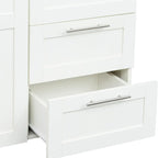 White Wood Wardrobe Armoire Storage Cabinet with Doors,Drawers,Hanging Rod