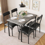 Set da pranzo rettangolare per 4 persone con sedie imbottite