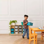 Mobiletto mobile con vassoi e 15 contenitori frontali a vaschetta, 3x4, arredo per bambini