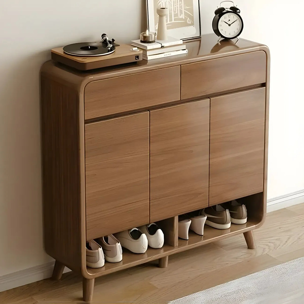 Meuble à chaussures moderne de taille moyenne en bois pour couloir