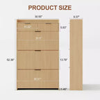 Scarpiera moderna bianca con 3 cassetti ribaltabili, 2 cassetti piccoli e ganci, organizer sottile scanalato per scarpe, mobile stretto per ingresso