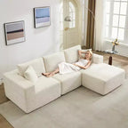 108 modernes Sofa, 3-Sitzer-Sofa in L-Form mit Polsterbezug und Kissen, Sofa mit tiefer Sitzfläche, keine Montage erforderlich