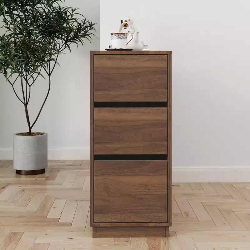 Buffet moderne GDFStudio Hikaru avec portes coulissantes en verre et tiroirs