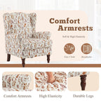 Fauteuil d’appoint moderne Erommy, fauteuil à dossier haut, canapé une place en tissu rembourré avec boutons et pieds en bois pour le salon