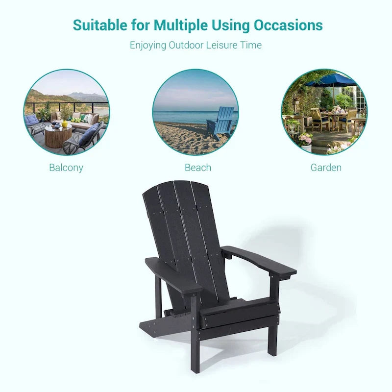 Ensemble de 4 fauteuils Adirondack d’extérieur Bonosuki en bois résistant aux intempéries